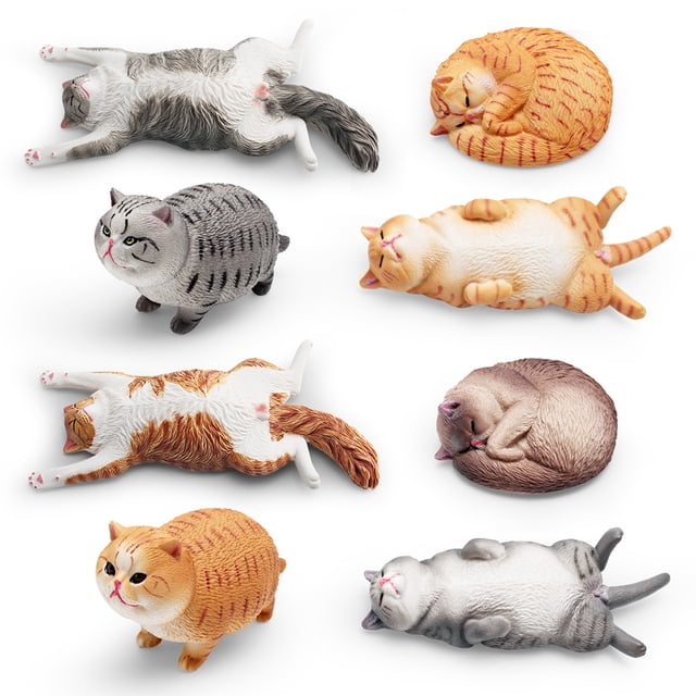 Juego de figuras de gatos, colección realista de figuras de gatos de PVC, 8 piezas