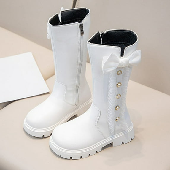 BOBOGOJP Girls Knee High Fashion Riding Boots Youth/Toddler(Big Kids/Little Kids/Toddler) White for Size 13