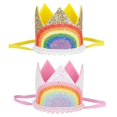 thumbnail image 3 of KAIYANG Gorra digital de cumpleaños con corona de arcoíris para niños (sección E rosa), 3 of 4
