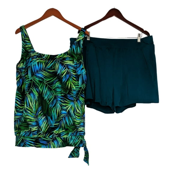 Kim Gravel x Swimsuits For All Women's Plus Sz Swimsuit 18 Blouson Blue A480672 Plus Size