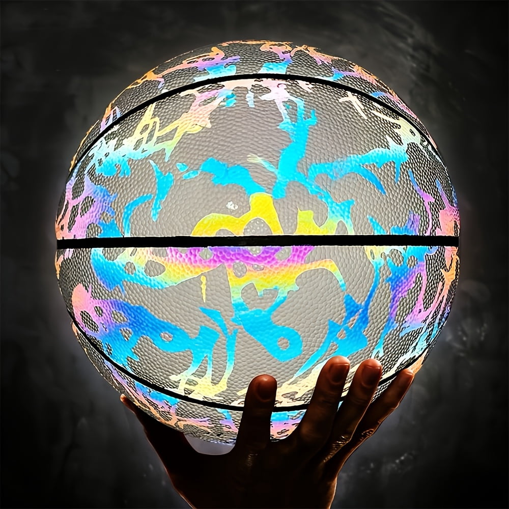 Reflective basketball, 9.67 inch reflective basketball - the perfect gift for Christmas, Thanksgiving, and Halloween, made of durable PU material, perfect for adult training and competition
