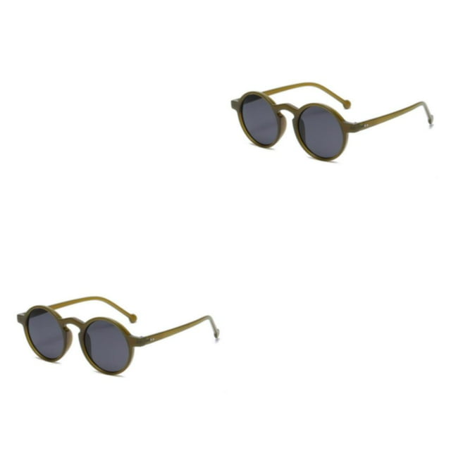 Dalazy 1/2/3/5 Rond à la Mode pour Femmes Élégant avec Lentille Polarisée Coussinets de Nez Réglables Lunettes Femmes C02 Boîte Vert Foncé 2 Pcs
