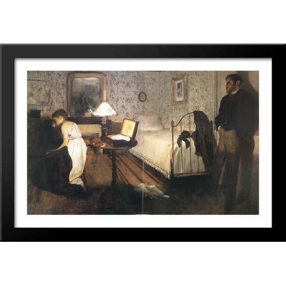 Interior (The Rape) 40x26 Large Black Wood Framed Print Art by Edgar Degas
