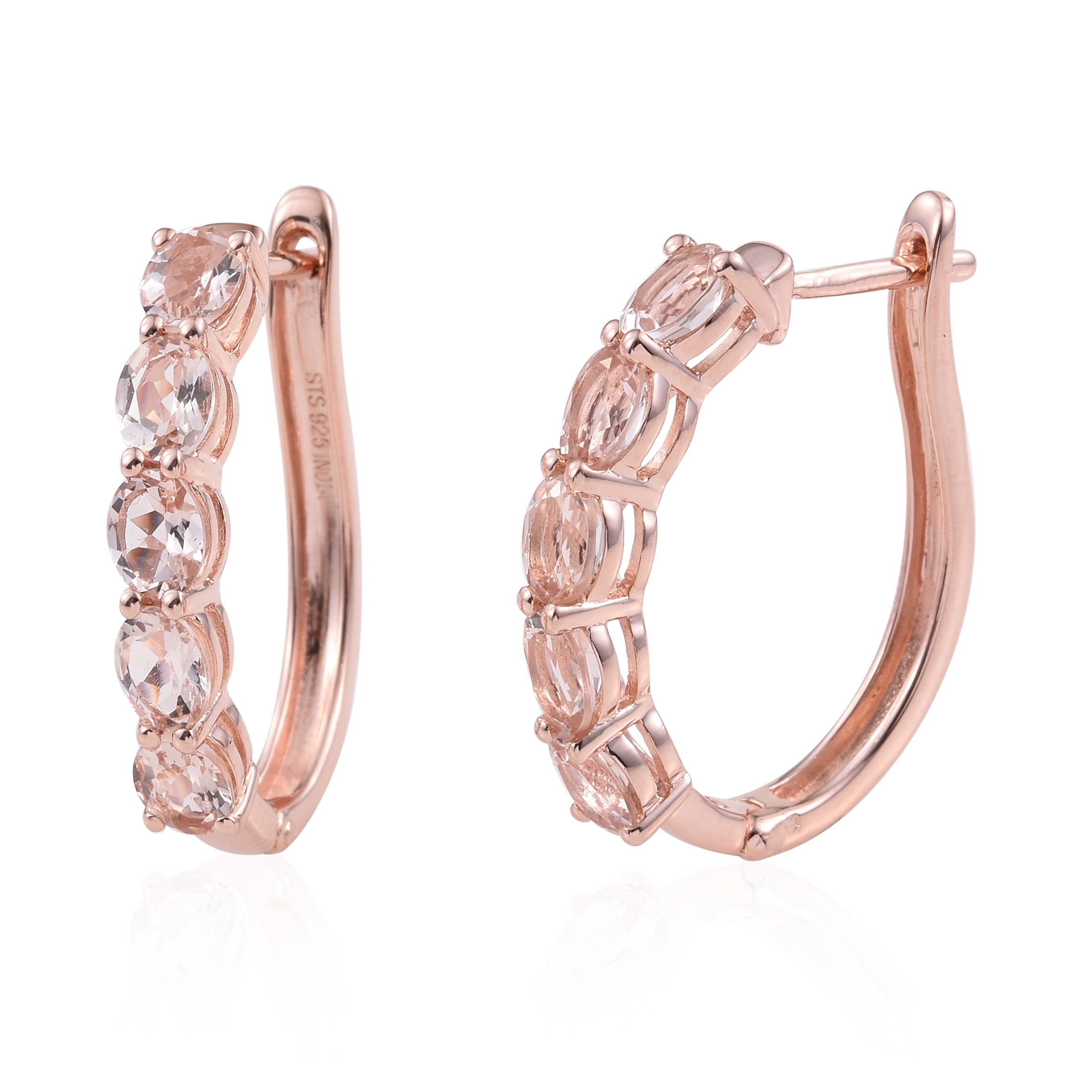 14K Rose Gold Morganite Latch Back Earrings Gift Party Wear Jewelry