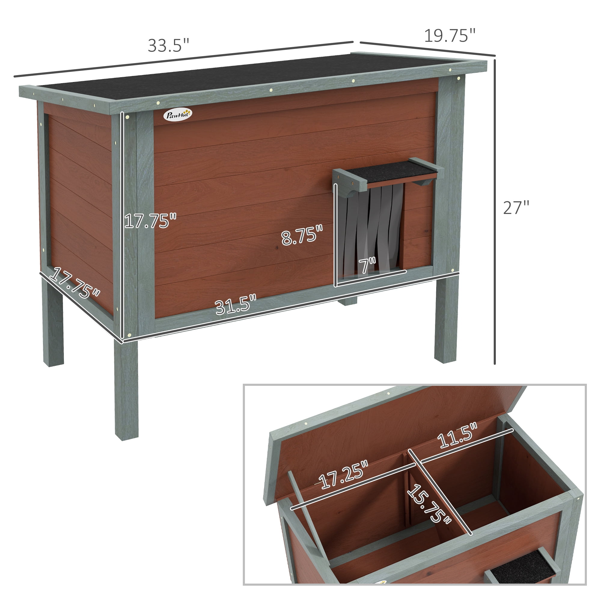 Outdoor Cat House, Wooden Feral Cat House, All-Around Foam Insulated Cat Shelter with Weatherproof Roof, Removable Floor, Openable Roof, Brown