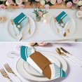 thumbnail image 2 of Modern Brown Teal Cloth Napkins, Boho Contemporary Geometric Striped Washable and Reusable Dinner Napkins Set of 4, Table Napkin for Kitchen Party Birthday Wedding Hotel Housewarming 20"x20", 2 of 8