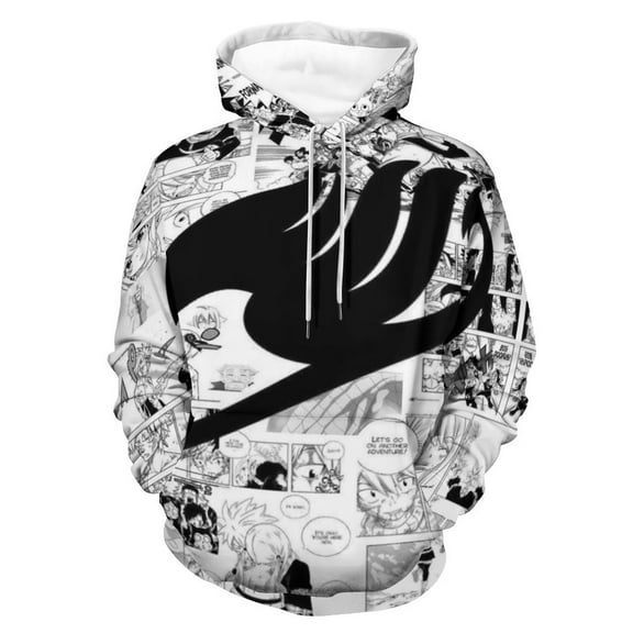 Unisex 3D Printed Fairy Tail Hoodies Long Sleeve Sweatshirts for Men Women with Big Pockets