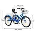 thumbnail image 2 of Dextrus 26 Inch 3-Wheel Bike, Single Speed Adult Trike, Low Step-Through Cruiser with Front & Rear Baskets, Large Adjustable Seat with Backrest for Seniors, Men, and Women (Blue), 2 of 6