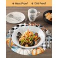 thumbnail image 3 of 13 Inch Round Placemats Set of 6, Fall Pumpkins Orange Blue Non Slip Heat Insulation PP Table Mats, Thanksgiving Botanical Plaid Washable Place Mats for Kitchen Dining Party Table Decor, 3 of 7