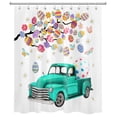 thumbnail image 2 of HVEST Happy Easter Shower Curtain for Bathroom Decor,Teal Truck Shower Curtain with Hooks Set,Easter Egg Tree Polyester Waterproof Durable Fabric Bath Accessories,60x72 Inches, 2 of 6