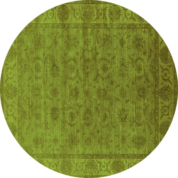 Ahgly Company Indoor Round Oriental Green Industrial Area Rugs, 6' Round