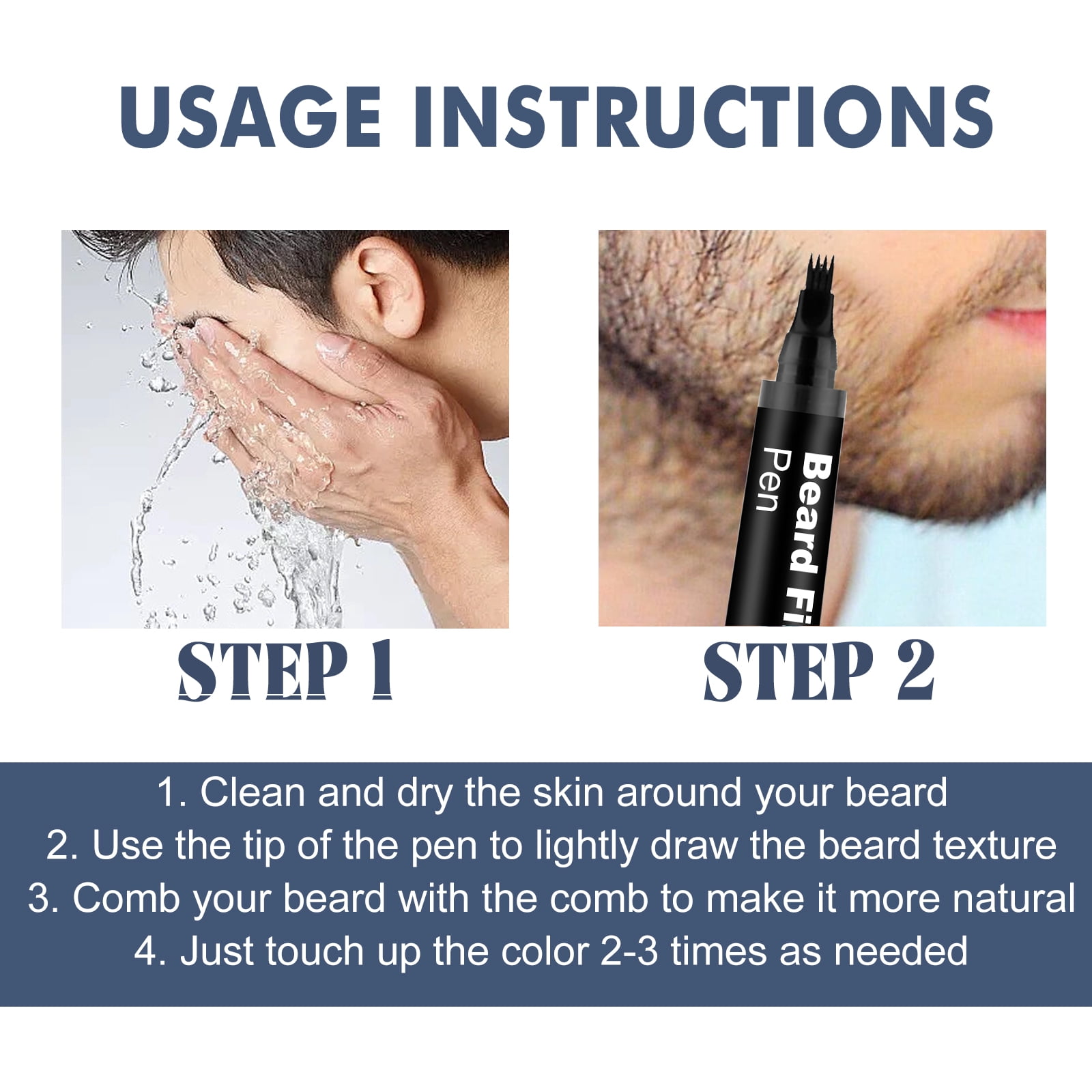 Alvantor Beard Pen Filler for Men, Waterproof & Sweat Proof, Long Lasting, Dark Brown