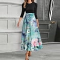 thumbnail image 2 of UoCefik Long Floral Dresses for Women 2025 Elegant Boho Tie Belted Patchwork Empire Waist 3/4 Sleeve Modest Flowy Maxi Dress, Light Blue XXL, 2 of 4