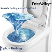 DeerValley 12 Rough-In White One Piece Toilet for Small Bathroom ,Ceramic Round Compact Toilet Dual Flush 1.1/1.6 GPF High Efficiency Water Saving Toilet Soft Close Seat Included