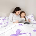 thumbnail image 5 of Erosebridal Purple Ribbon Bowknot 7pcs Bedding Comforter Set,Cute Coquette Bow Queen Bedding Sets For Kids Girls,Reversible, 5 of 7