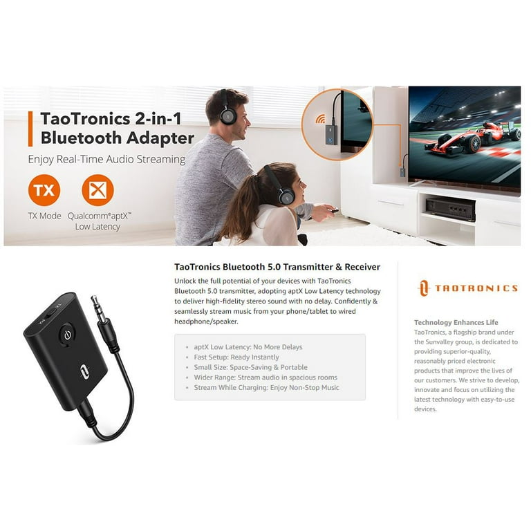 Taotronic TT-BA07 Bluetooth 5.0 Transmitter & Receiver 3.5mm Low Latency  SB17