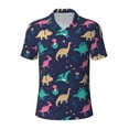 thumbnail image 2 of Daiia Cartoon Dinosaur Pattern Men’s Polo Shirts,Solid Deck Shirt,Classic Fit, Breathable Cotton Polo for Casual and Sport Wear-3X-Large, 2 of 7