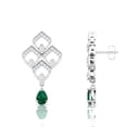 thumbnail image 5 of Emerald Art Deco Teardrop & Dangler Sterling Silver Earrings || Wedding Day Gift Earring, Gift for Her Earring || Silver Diary, 5 of 5