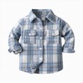 thumbnail image 3 of YIWULA Toddler Boy Girl Fall Flannel Shirt Kid Baby Long Sleeve Button Down Plaid Shirts(6-12 Months,Blue), 3 of 5