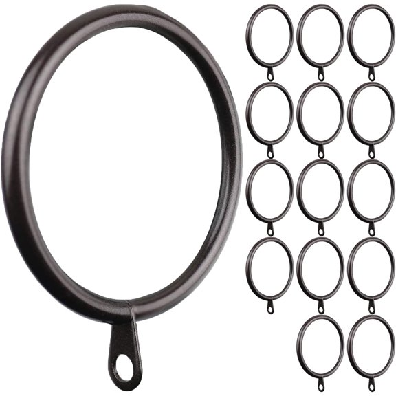 Meriville 14 pcs Oil-Rubbed Bronze 2-Inch Inner Diameter Metal Curtain Rings with Eyelets