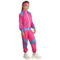 thumbnail image 3 of Doomiva Kids Girls 80s Hip Hop Tracksuit Long Sleeve Zip Up Top Jacket with Sweatpants Headband  Retro Disco Dancewear Pink 12-14, 3 of 5