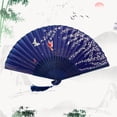 thumbnail image 2 of WJJIAO 3 Pieces Handheld Folding Fans, Oriental Folding Fan for Ladies, Silk Folding Fans with Bamboo Frames for Dancing Cosplay Wedding Party Props Decoration, 2 of 3