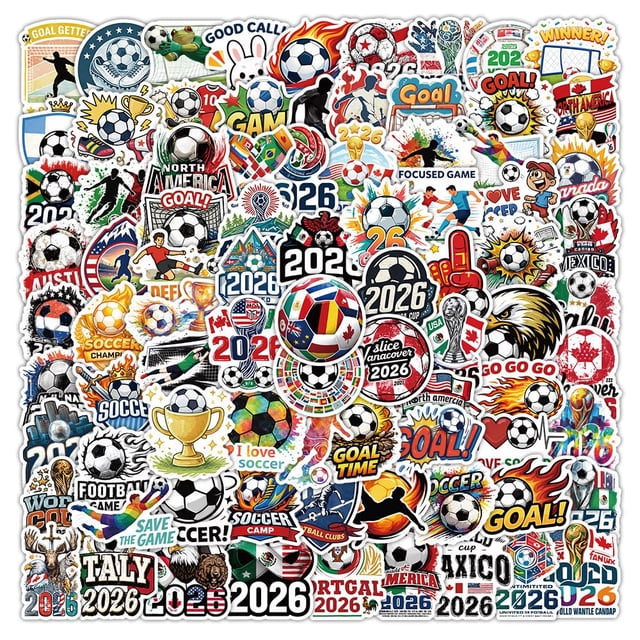 Stickers de fútbol Moonlik 100 piezas impermeables Mundial 2026