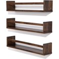 thumbnail image 3 of Nursery Book Shelves 24 in Set of 3 Walnut Floating Bookshelf for Kids Room Wall Mounted Floating Shelves Solid Nursery Bookshelf Perfect Decor for Kitchen Bedroom Living Room, 3 of 7