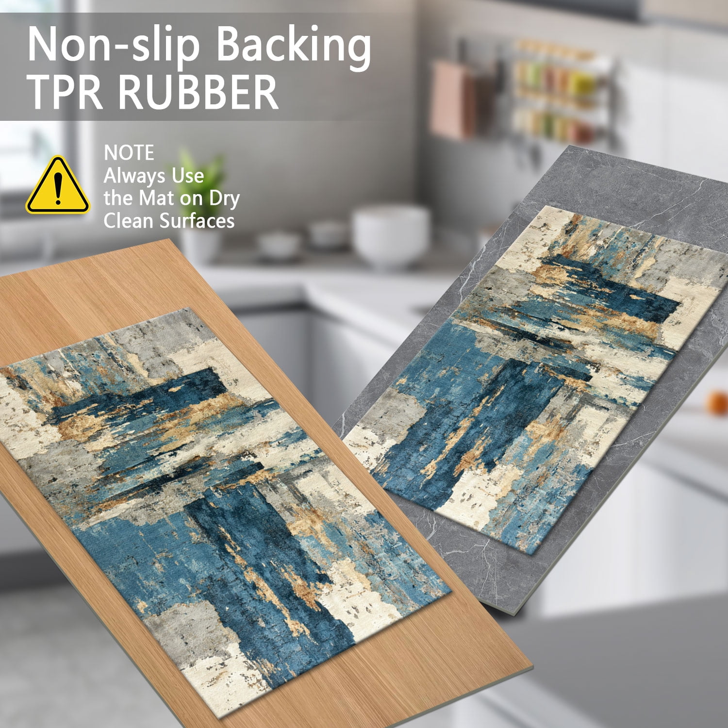 3 Piece Kitchen Rug Set, Non-Slip And Washable, Abstract Pattern Kitchen Hallway Rug, Soft And Comfortable, Suitable For Sinks, Floors, Entrances, Hallways and Bathrooms