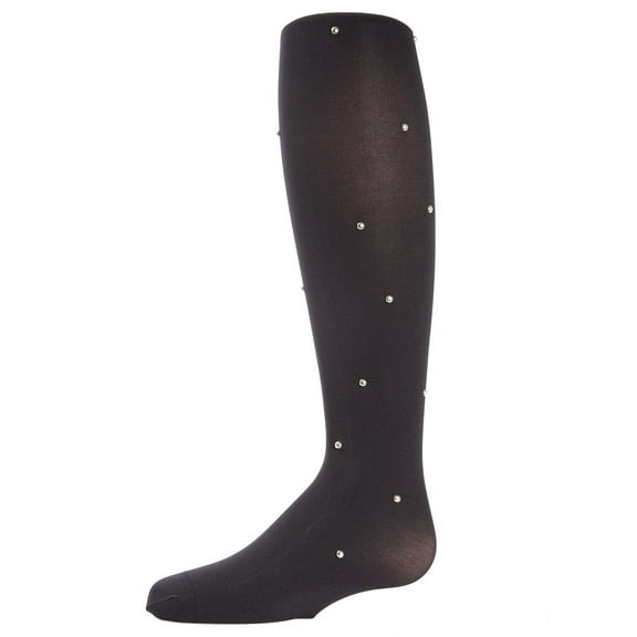 MeMoi On The Dot Embellished Girls Opaque Tights - Girls - Female, 8-10, Black