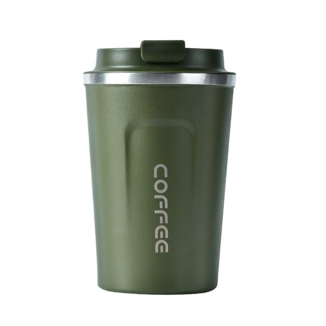 Graflsoa Tasse à Café en Acier Inoxydable Isolée sous Vide, 380ml Gobelet de Voyage Compact, Vert Foncé, Résistant à la Chaleur et au Froid, Design Durable et Portable
