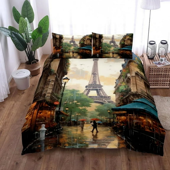Bed Sheet Set Beautiful Night Scene Paris Bedding Set King Double Full Twin Single Size Bed Linen S