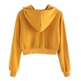 thumbnail image 3 of Outfmvch hoodies for women Long Sleeve Drawstring Crop Sweatshirt Crop Hoodie Pullover womens tops crop tops Yellow, 3 of 9