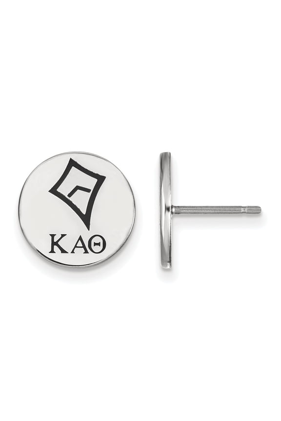 Sterling S. Rh-plated LogoArt Kappa Alpha Theta Enameled Post Earrings; for Adults and Teens; for Women and Men
