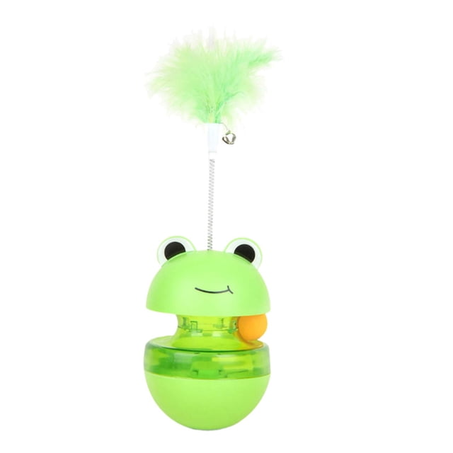 Juguete dispensador de comida para gatos, pelota de regalo resistente a mordeduras, juguetes de enriquecimiento para gatos, masticar con pluma