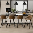 thumbnail image 6 of Solfway Bar Stools Set of 6, 26" Kitchen Counter Height Bar Stools with Back Metal Legs and Footrest, Brown Leather Barstools for Kitchen Island, 6 of 7
