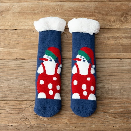 

KEUSN Women Winter Christmas Printing Velvet Thickened Coral Velvet Floor Cotton Socks Sleep Towel Socks
