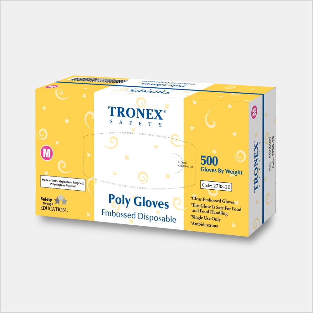 Tronex Disposable Poly Food Prep Gloves, Powder-Free, Clear, Small, 2000 Pcs