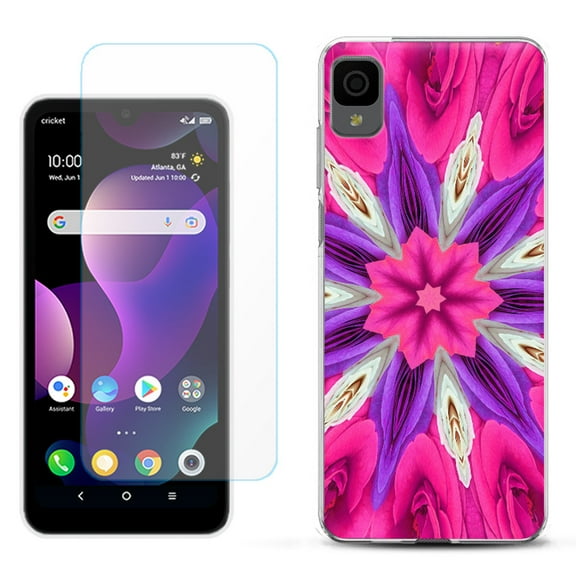 Slim-Fit Gel TPU Phone Case for TCL 30Z / 30 Z / 30 LE, with Tempered Glass Screen Protector, by OneToughShield ® - Kaleidoscope Rose