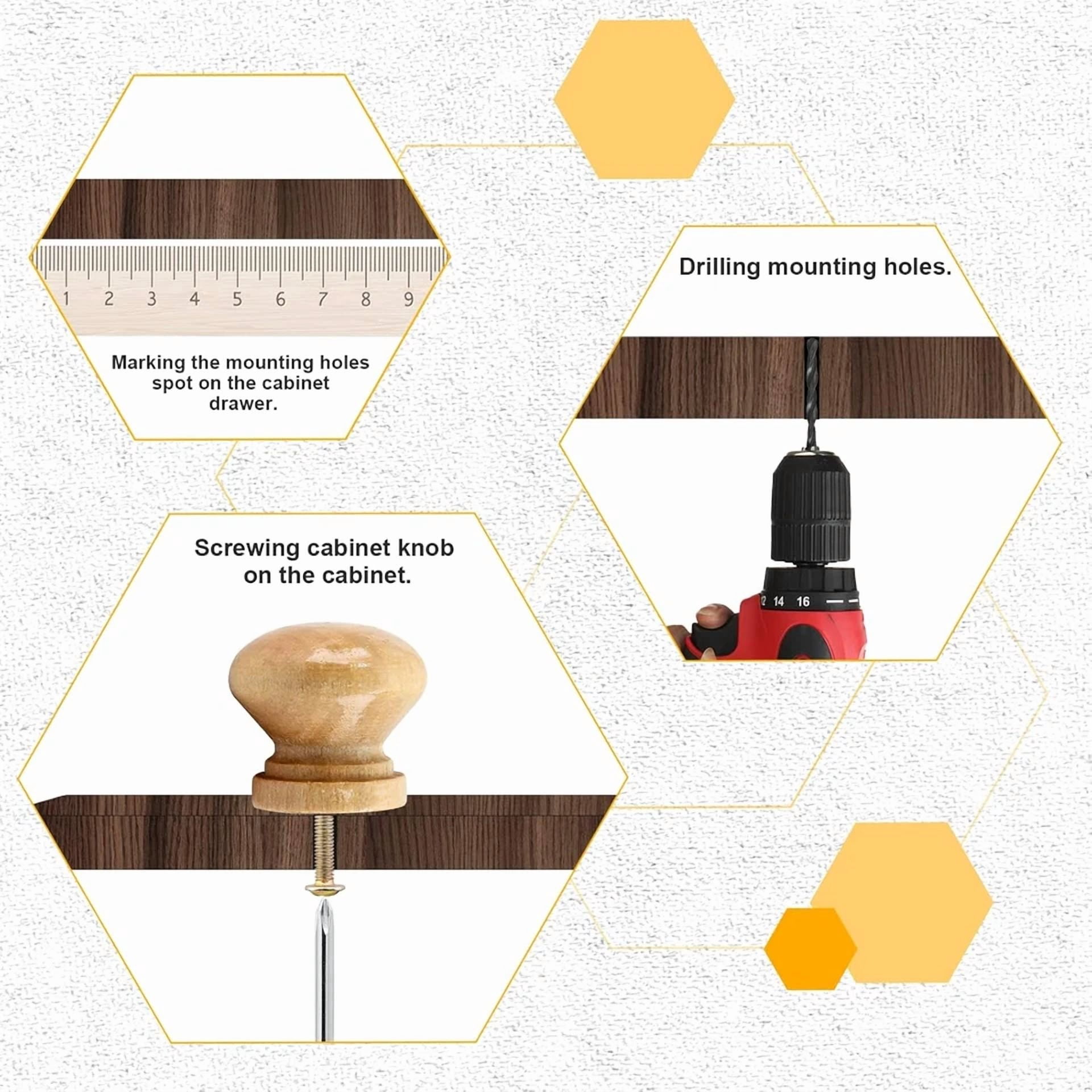 Luomorgo 8 Pcs Natural Wood Dresser Knobs, Round Wooden Cabinet Knobs, Mushroom