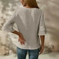 thumbnail image 3 of Kukoosong Women's Casual V-Neck Elbow-Length Sleeve Solid Color Pullover Top with Active Fit Women's T-Shirts, 3 of 7