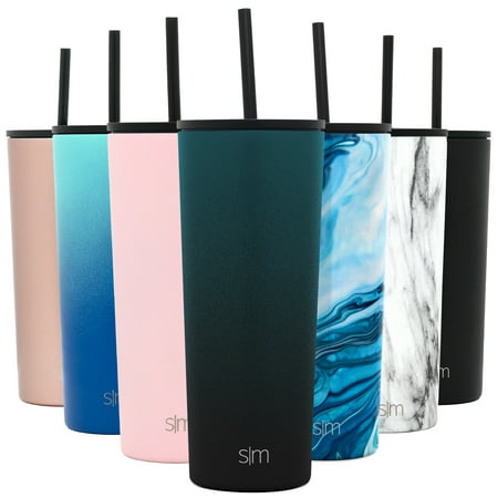 Simple Modern 24 oz Classic Tumbler with Straw & Flip Lid - 18/8 Stainless Steel Water Bottle Ombre: Moonlight