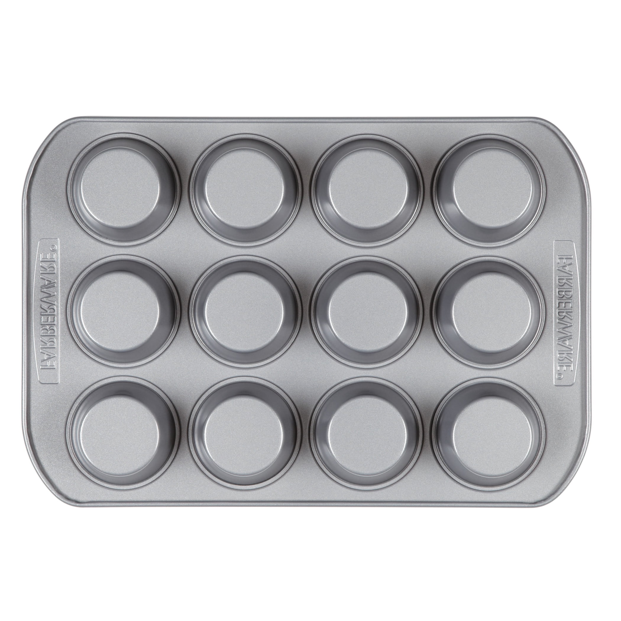 Farberware Nonstick Bakeware 3 Piece  Muffin Cake and Lasagna Pan Set, Gray