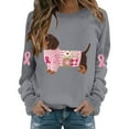 thumbnail image 1 of Jindong Women's Dog Ribbon Breast Cancer Awareness Print Sweatshirt, 1 of 5
