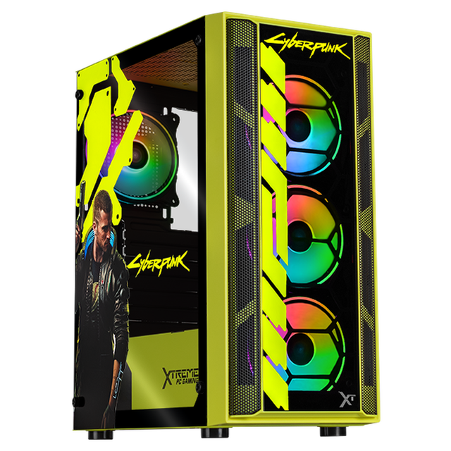 Gabinete XTREME PC GAMING Cyberpunk Vincent Edition Media Torre 4 Fan ARGB Verde Neon CXTCYVIKRNG