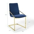 thumbnail image 2 of Modway Pitch 20.5" Velvet and Stainless Steel Dining Armchair in Gold/Navy, 2 of 7