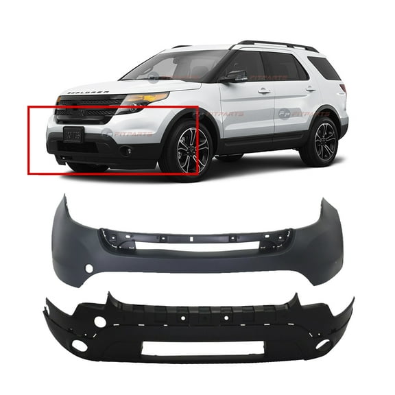 DCP Front Bumper Covers Kit For 2011-2015 Ford Explorer FO1014108 XLT Base Sport Limited W/Fog Light Holes