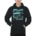 thumbnail image 2 of Retro Muscle Car Design with Japanese Text Men's Hoodie, 2 of 3