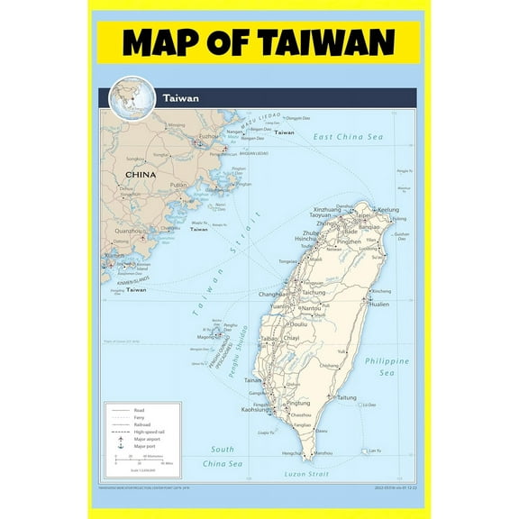Taiwan Map Poster - Laminated Wall Map - Style A - 20x30 - Ideal for Classrooms and Homes – Features Bright Colors and Vivid Imagery