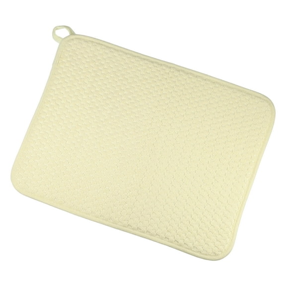 Unique Bargains 1 Pc Drain Pad Solid Color Fiber Dish Drying Mat for Kitchen Yellow 19.69"x14.96"